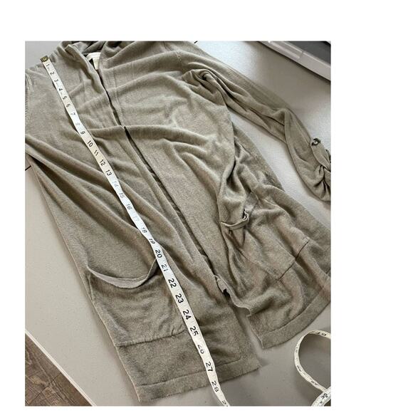 Cynthia Rowley Cardigan Linen Open Front Hooded Roll Tab Long Sleeve Pockets S - Picture 8 of 9
